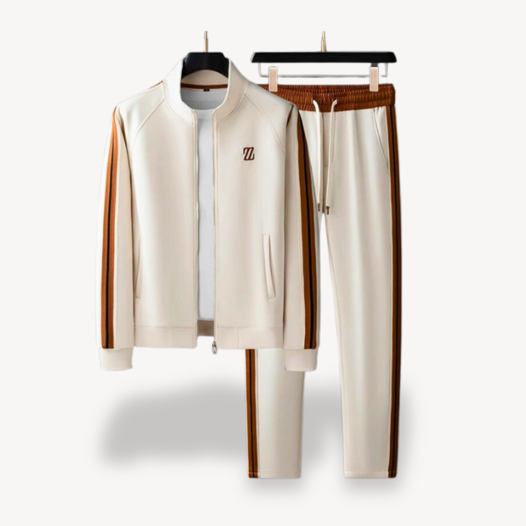 Men’s Tracksuit Set – Slim Fit – Side Stripe – Zip Jacket & Drawstring Joggers