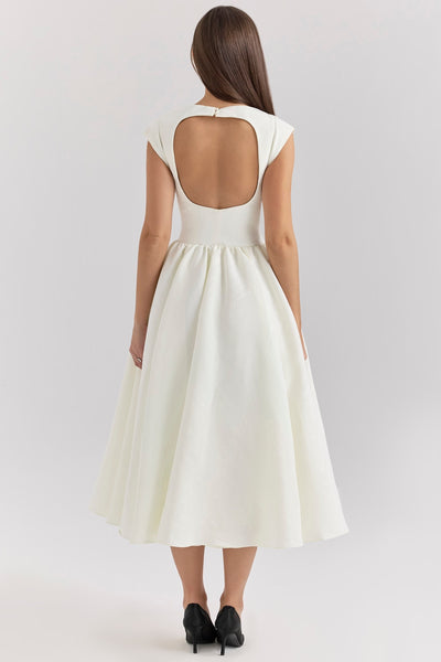 Women’s Midi Dress – Satin Feel – A-Line Fit – Sleeveless – High Neck – Elegant Wear