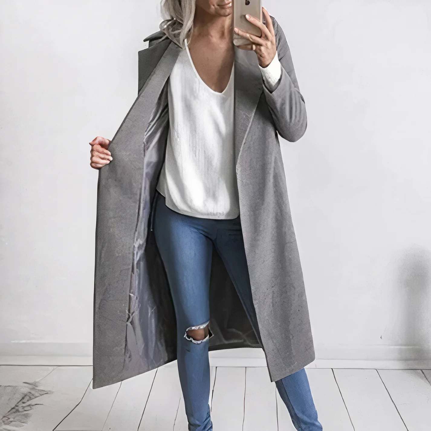 Women’s Trench Coat – Tailored Fit – Luxury Fabric – Full Length – Formal Style