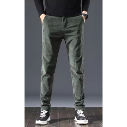 Men's thick corduroy pants with fleece lining and back pockets