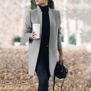 Women’s Coat – Tailored Fit – Soft Plush – Knee Length – Elegant Minimalist Design