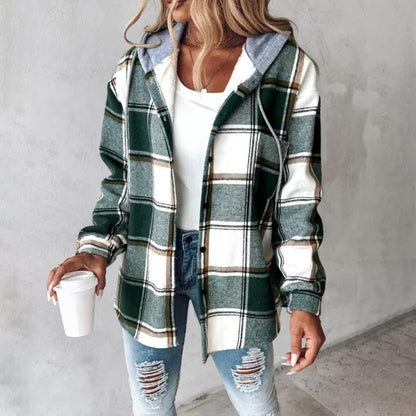 Women's checkered hooded jacket