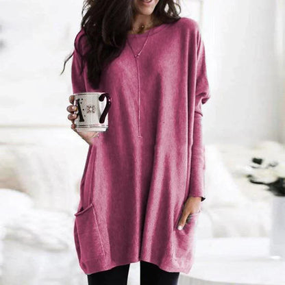 Women's Oversized Cotton Tunic Sweater for Relaxed Comfort