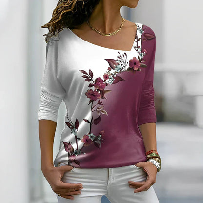 Women's Floral Contrast Short-Sleeve T-Shirt