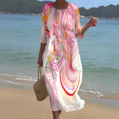 Elegant Women's Midi Dress – Flowy, Lightweight, All-Season Style for Effortless Chic