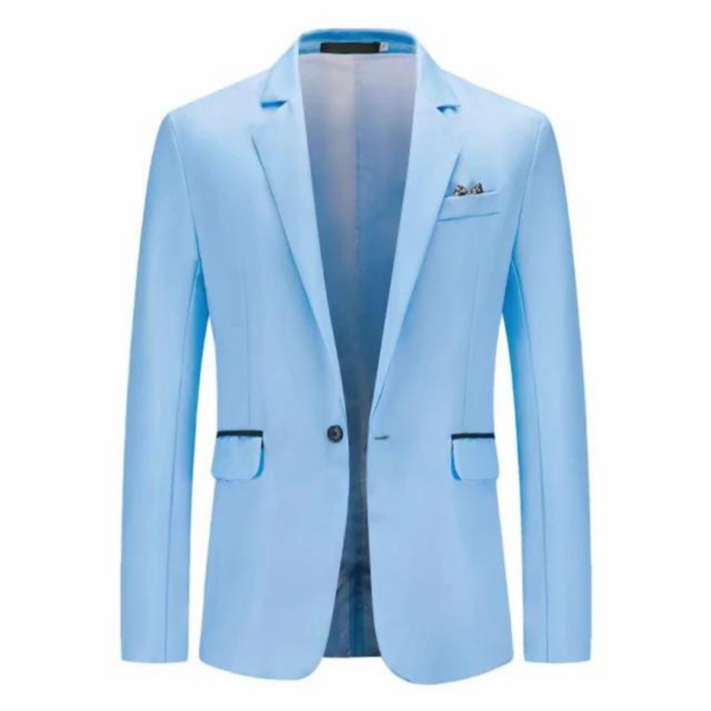 Men's Blazer – Tailored Slim Fit – Breathable Blend – Single Button – Flap Pockets