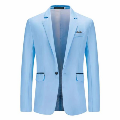 Men's Blazer – Tailored Slim Fit – Breathable Blend – Single Button – Flap Pockets