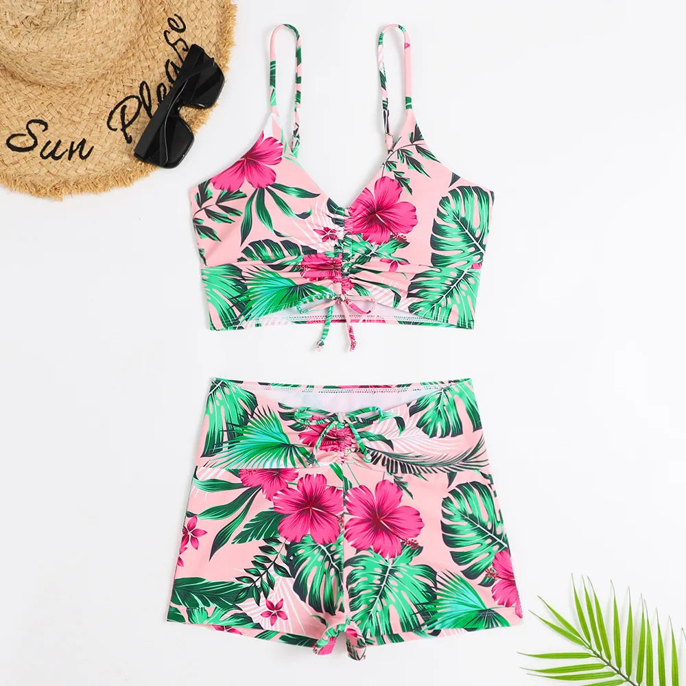 Women’s Bikini Set – High Waist Bottom – Ruched Bralette – Breathable Stretch Fabric