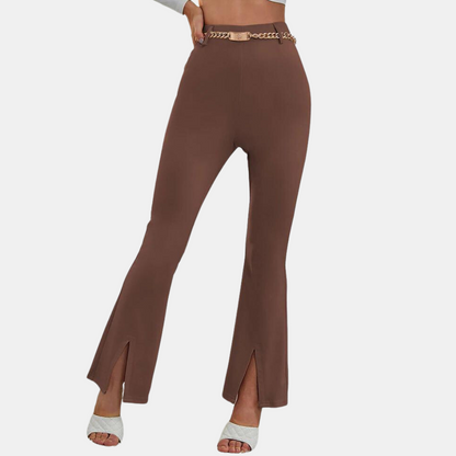 High waist split hem long pants for women