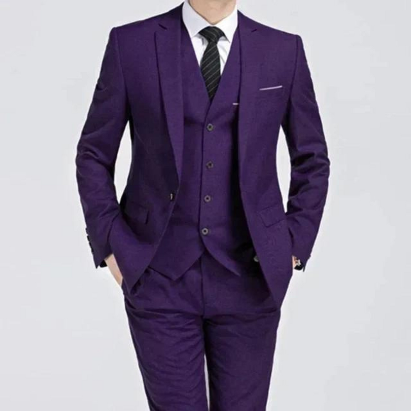 Men’s Three-Piece Suit – Slim Fit – Single-Breasted – Notch Lapel – Formal Wear