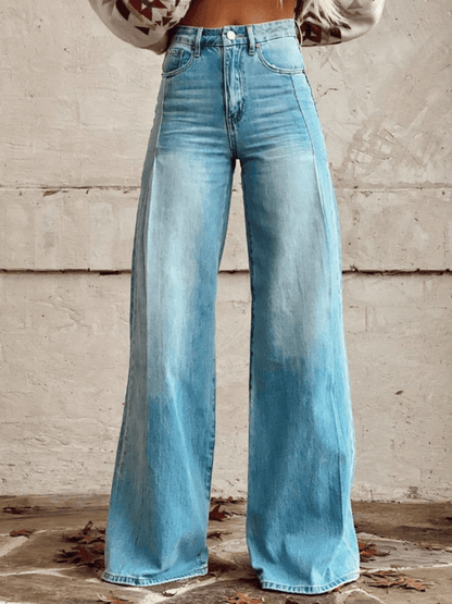 Women's Wide-Leg Trousers- High-Waisted - Relaxed Fit - Classic Style