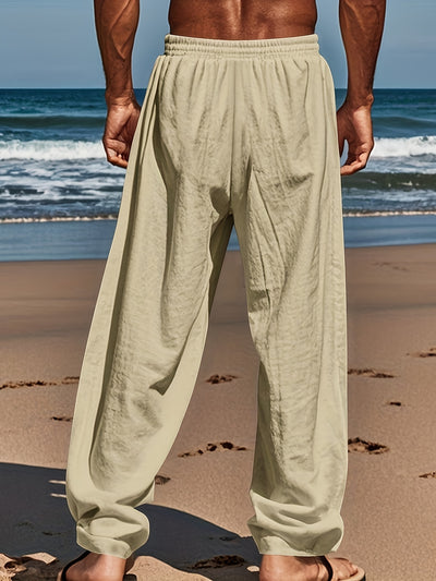 Palm tree printed drawstring pants for men