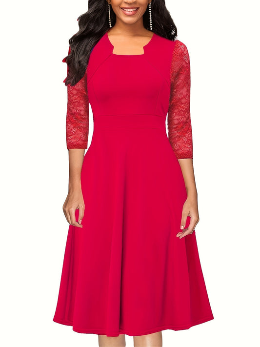 Elegant Women's Dress with Lace Detail - Perfect for Formal Occasions