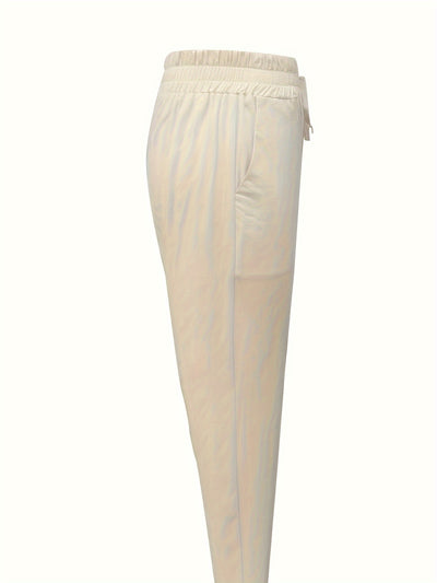 Women's Jogger Trousers - Breathable Cotton - Relaxed Fit - Drawstring Waist - Cuffed Ankles