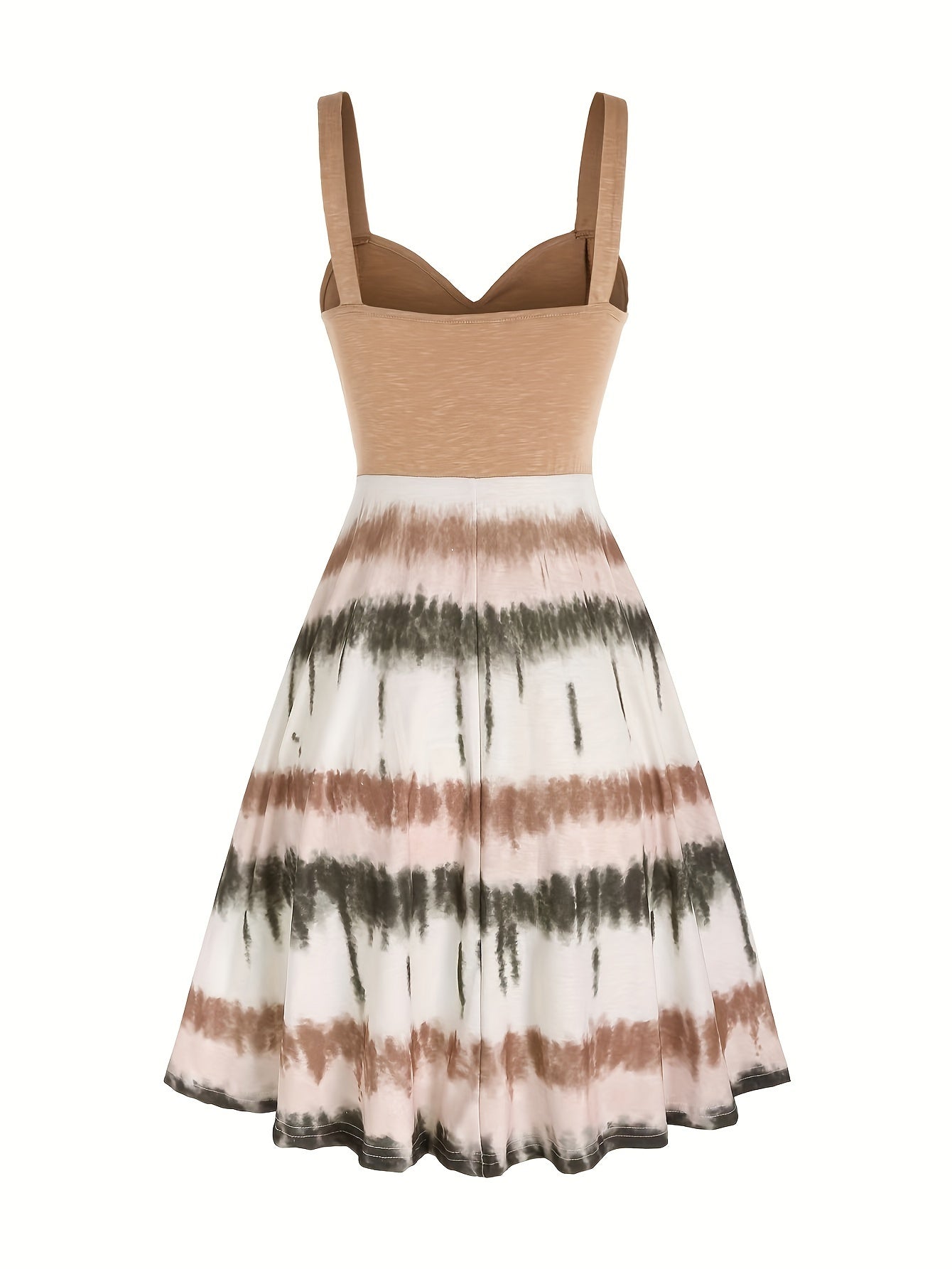 Tie-Dye V-Neck Dress with Faux Buttons for Women