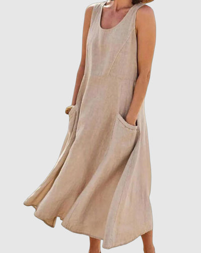 Sleeveless Women's Casual Summer Dress with Pockets - Lightweight Fabric