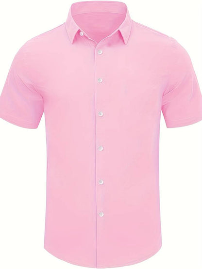 Men’s Short-Sleeve Button-Up Shirt - Classic Collar - Lightweight Relaxed Fit