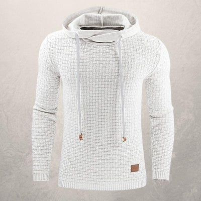 Men’s Hooded Sweater – Slim Fit – Textured Knit – Drawstring Hood – Ribbed Cuffs