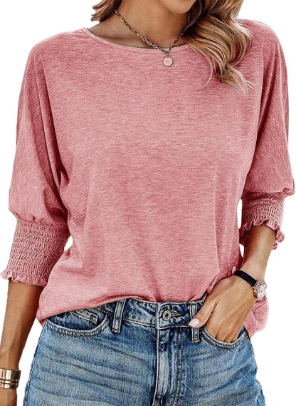 Women's Ribbed Knit Long Sleeve Top - Soft Casual Pullover