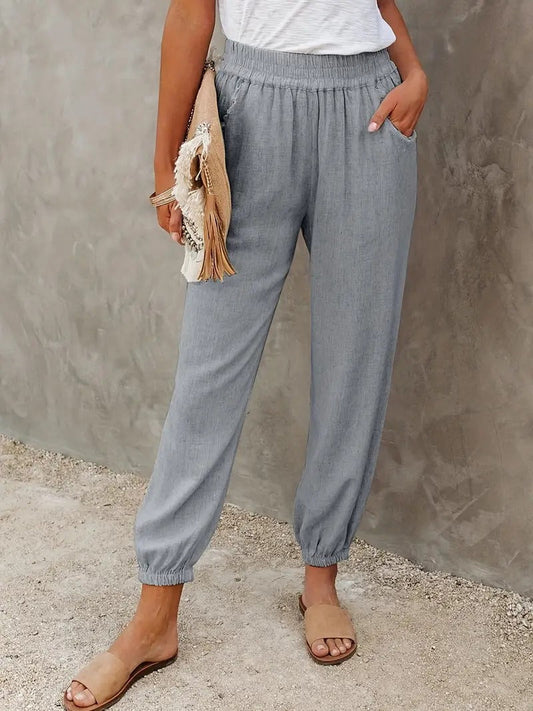 Women's Jogger Trousers - Elastic Waistband - Lightweight Casual Loungewear