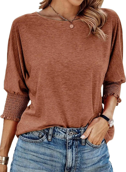 Women's Ribbed Knit Long Sleeve Top - Soft Casual Pullover