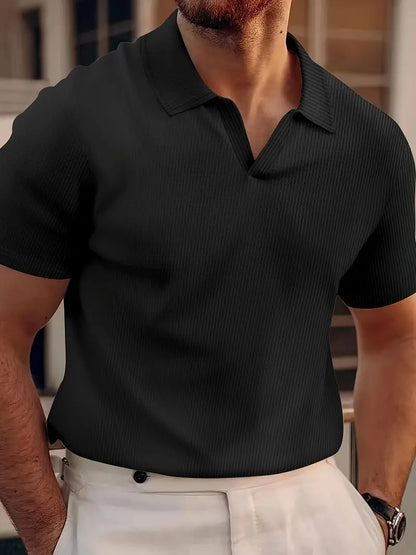 Men’s Polo Shirt – Classic Fit – Breathable Blend – Ribbed Texture – Short Sleeve