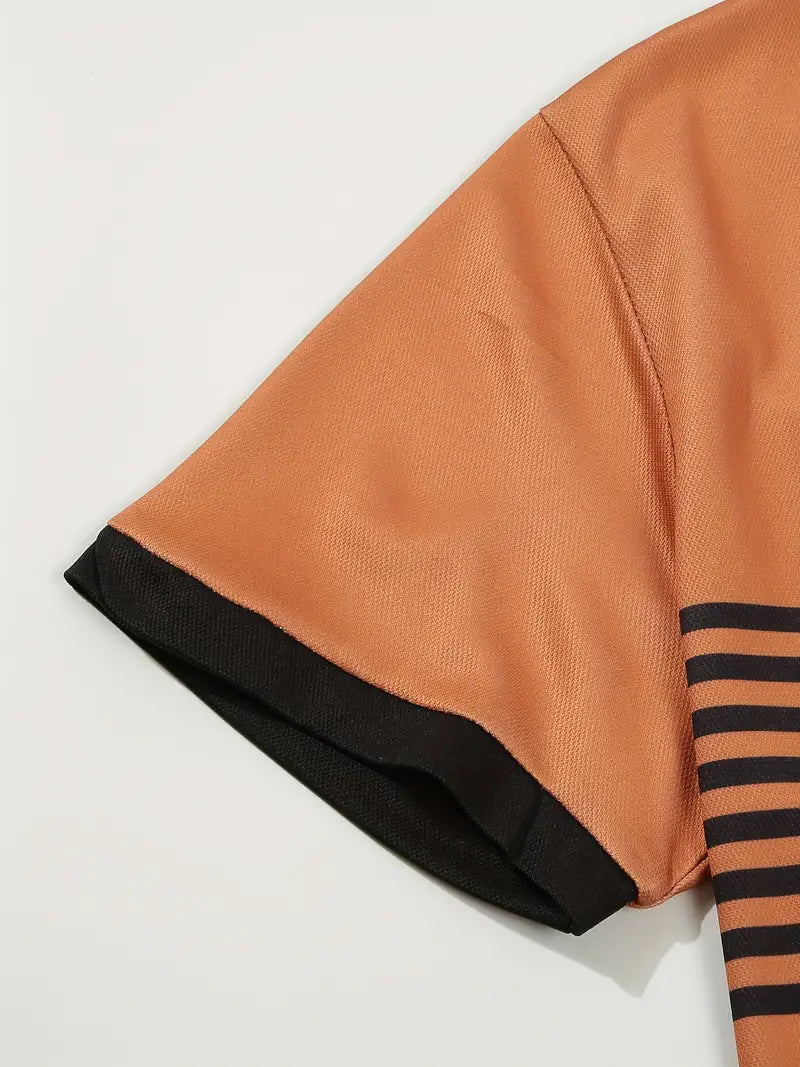 Men’s Polo Shirt - Slim Fit - Striped Design - Short Sleeve Casual Wear