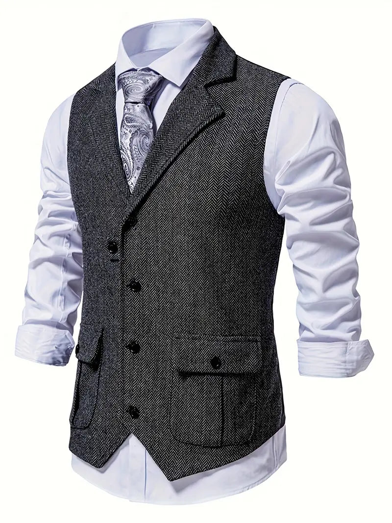 Men's herringbone single-breasted blazer