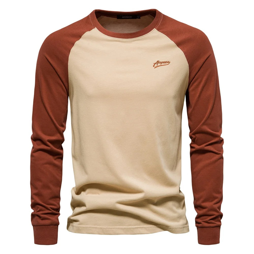 Men’s Raglan Shirt – Long Sleeve – Crew Neck – Regular Fit – Casual Sportswear