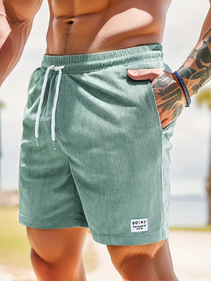 Men's leisure shorts with drawstring stopper