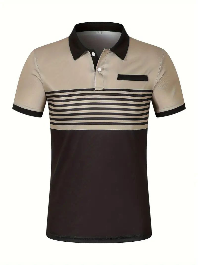 Men’s Polo Shirt - Slim Fit - Striped Design - Short Sleeve Casual Wear
