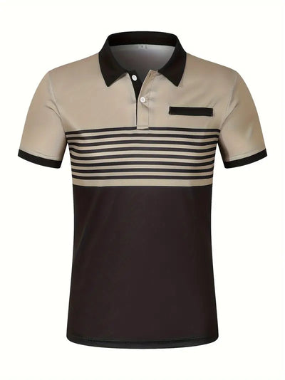 Men’s Polo Shirt - Slim Fit - Striped Design - Short Sleeve Casual Wear