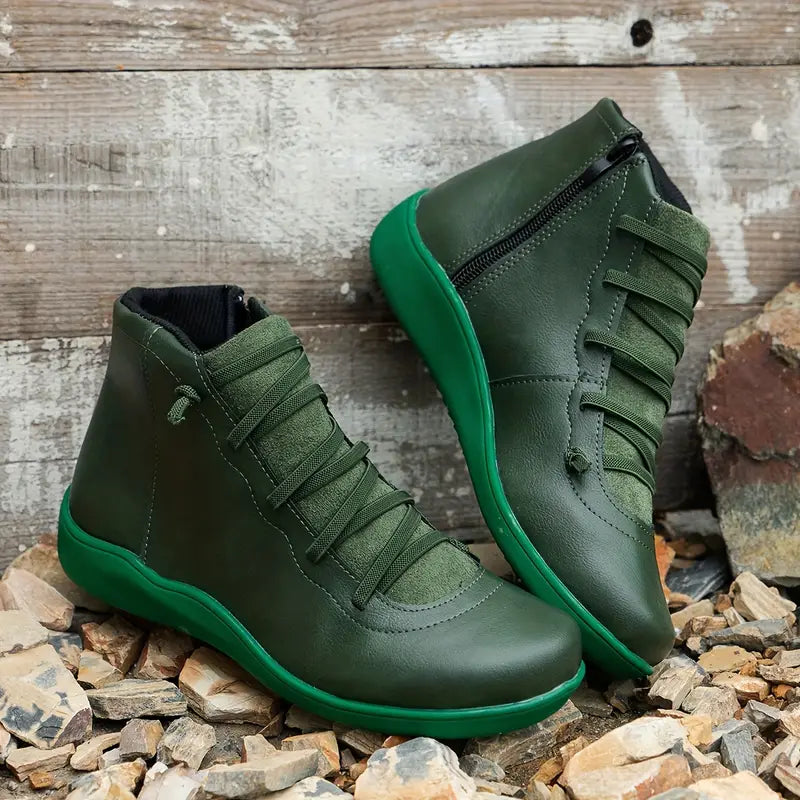 Orthopedic Leather Shoes with Zip Closure | Comfortable and Durable Design for Women