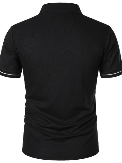 Men’s Polo Shirt – Slim Fit – Short Sleeve – Quarter Zip – Stylish Contrast Detail