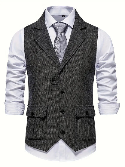 Men's herringbone single-breasted blazer