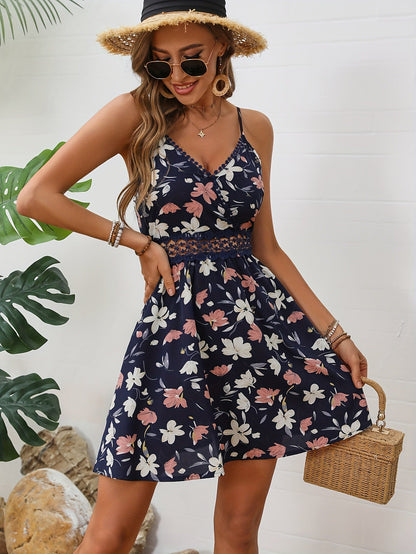 Elegant Lace Floral Dress with Spaghetti Straps for Women