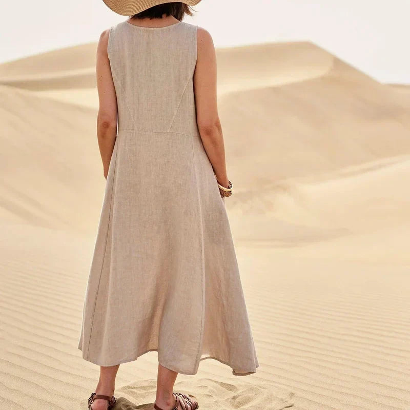 Women's Summer Maxi Dress with Long Sleeves - Modern Style