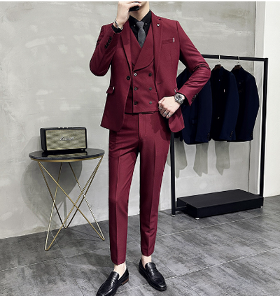 Men’s Three-Piece Suit – Tailored Fit – Wool Blend – Business Formal Wear