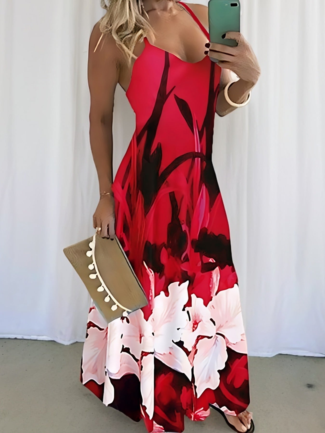 Floral Print Spaghetti Strap Dress for Women - All Season Wear