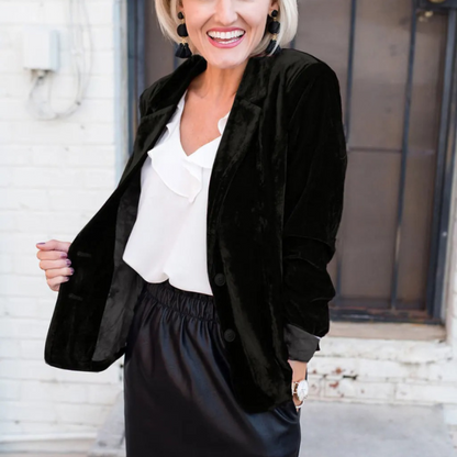 Women’s Blazer – Velvet – Relaxed Fit – Single-Breasted – Notched Lapel Smart Style