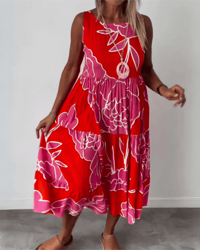 Women’s Sleeveless Dress - A-Line Fit - Abstract Print - Lightweight Casual Wear