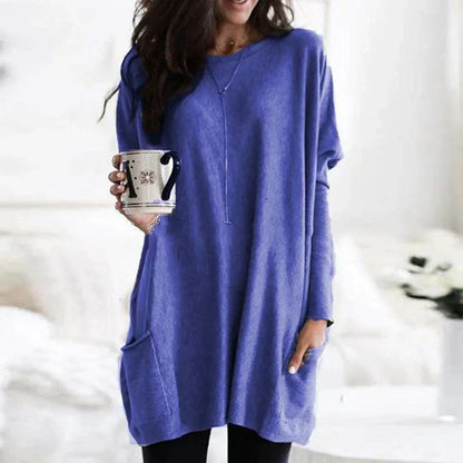 Women's Oversized Cotton Tunic Sweater for Relaxed Comfort