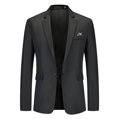 Men's Blazer – Tailored Slim Fit – Breathable Blend – Single Button – Flap Pockets