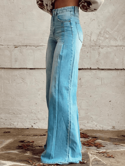 Women's Wide-Leg Trousers- High-Waisted - Relaxed Fit - Classic Style