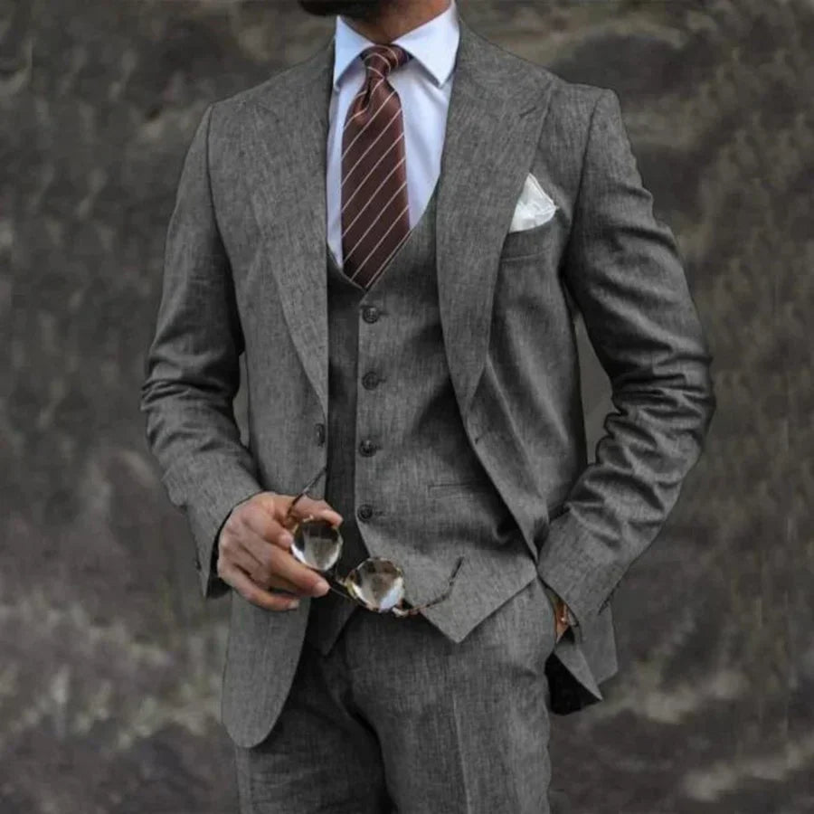 Men’s Three-Piece Suit – Tailored Fit – Single-Breasted – Breathable Luxury Fabric