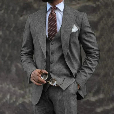Men’s Three-Piece Suit – Tailored Fit – Single-Breasted – Breathable Luxury Fabric