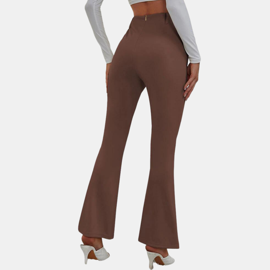 High waist split hem long pants for women