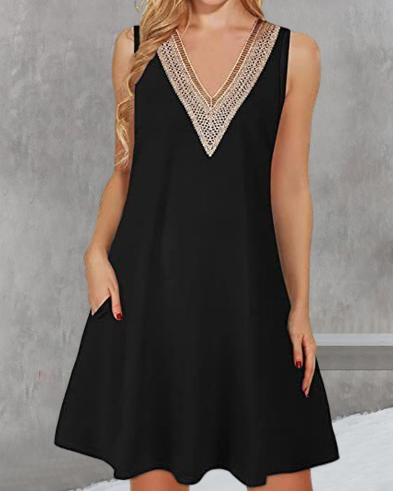 Sleeveless V-Neck Short Dress for Women - Elegant and Breathable Style