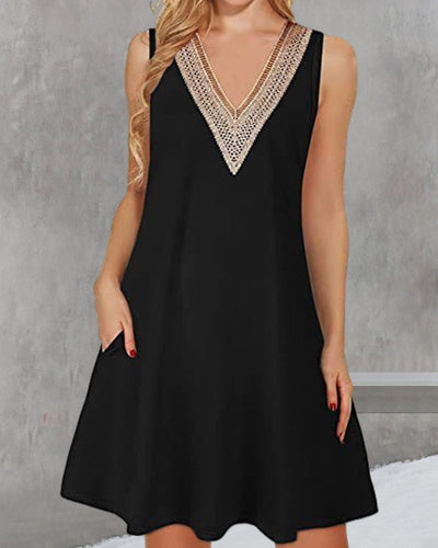 Sleeveless V-Neck Short Dress for Women - Elegant and Breathable Style