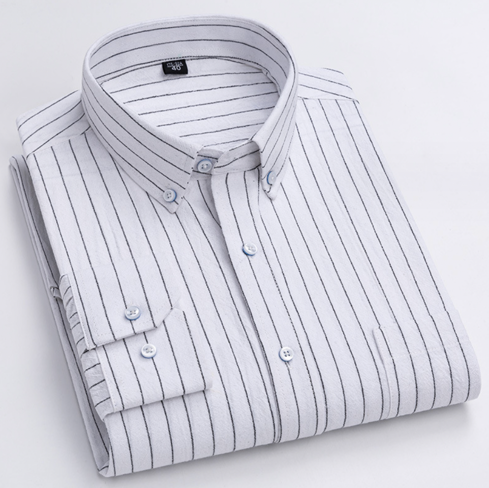 Men’s Button-Down Shirt - Plaid Pattern - Regular Fit - Smart Casual Wear